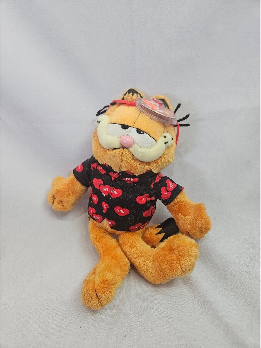 Vintage Garfield Beanie Baby Plush Toy with Love You Shirt